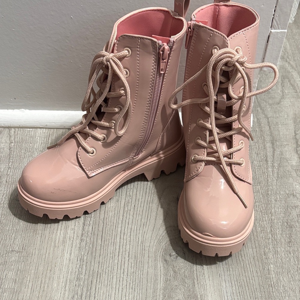 Pink Lace-Up Ankle Boots